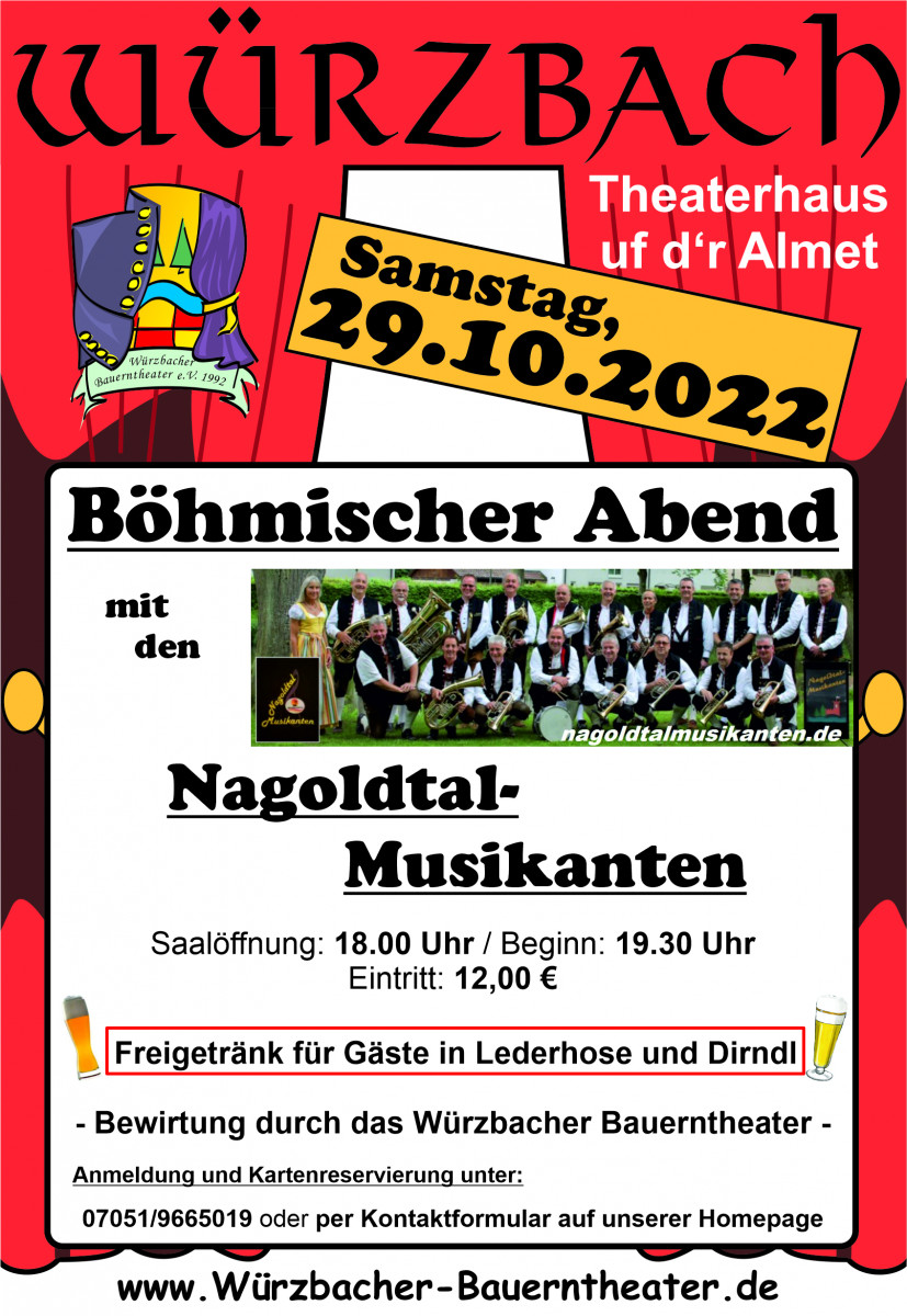 "Kultur uf d'r Almet": Böhmischer Abend mit den Nagoldtal-Musikanten
